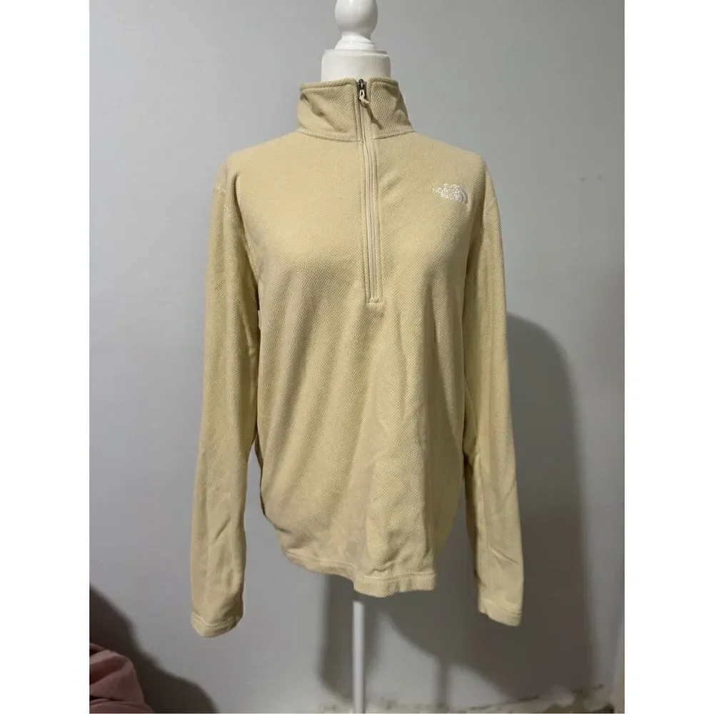 The North Face Glacier 100 beige hiking fleece 1/4 zip pullover sweater